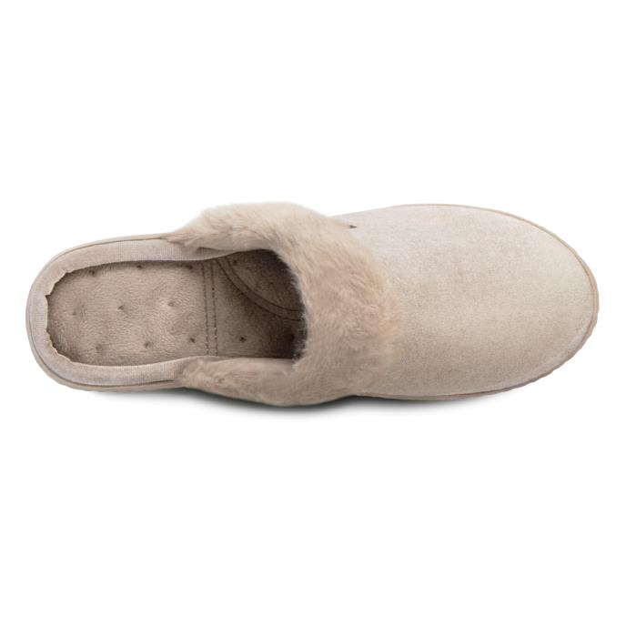 Isotoner® Ladies Sparkle Velour Heeled Mule Mink Extra Image 4